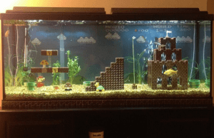 魚になりたい！水槽の中で再現されたリアルなマリオ - Mario Fish Tank -