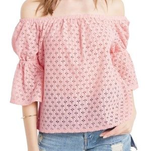 Soprano Off The Shoulder Lace Top Bubble Sleeve