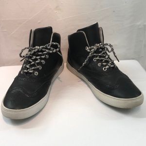 Steve Madden Black Leather High Top Sneakers 10.5