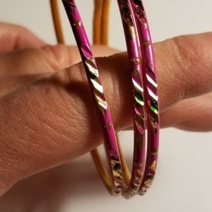 Set of 3  Small Pink Bangle Bracelets