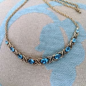 New blue topaz xo gold bonded necklace