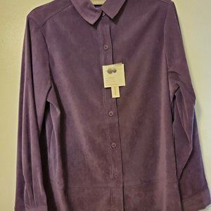 Croft & Barrow Stretch Plum Faux Suede Shirt M