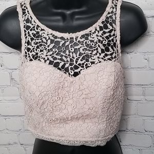 NWT Sequin Hearts crop lace top