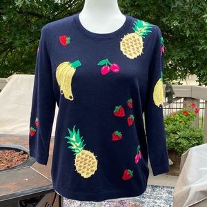 Talbots Petite Sweater with Fruit Motif