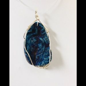 Sterling Silver Wire Wrapped Blue Druzy