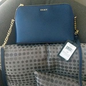 New with tags blue leather DKNY crossbody bag