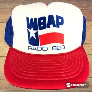 Vintage MeshBack Snapback Trucker Style Cap Hat WBAP RADIO 820 Made In TAIWAN