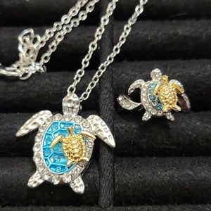 NWT Turtle necklace & ring