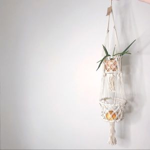 Macrame • NWT Double Tiered Hanging Basket