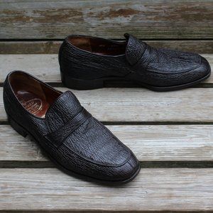 Vintage Dark Brown Genuine Sharkskin Slip-on Shoes, Made in Canada, 9.5 D, EUC