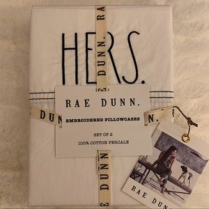 NWT Rae Dunn {HIS & HERS} Embroidered Standard Pillowcases