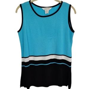 Exclusively Misook Blue / Black Sleeveless Top S