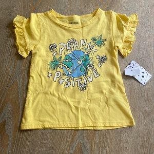 New Harper canyon yellow ruffle trim t shirt sz 4 / 5 planet positive