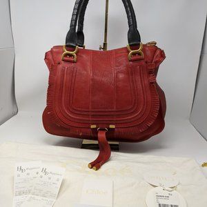 authentic Chloe Shoulder Bag Reds Leather