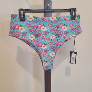 Pink Colada blue/pink floral bikini bottom, size XL - NEW