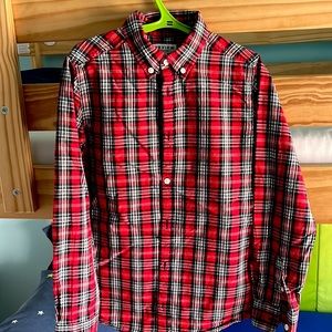 Boys shirt, brand new. Size 140-146 height. Red- blue plaid. Dress shirt.