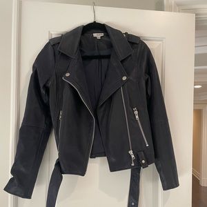 Faux suede navy blue moto jacket