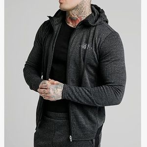 SikSilk Tonal Check Agility Zip Through Hoodie