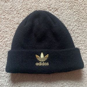 Adidas Black and Gold Knit Beanie Hat