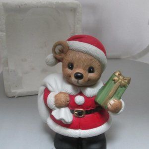 Homco Coin Bank Porcelain Santa Claus Christmas Bear 5503 Home Interiors New