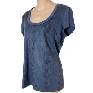 Calvin Klein Women’s Size Small Blue Viscose Snake Print S/S Top Scoop Neck