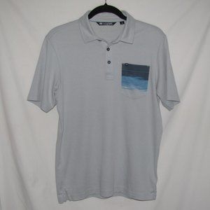 Mens Travis Mathew Gray Blue Short Sleeve Polo Shirt Gradient Pocket Size Small