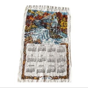 Vintage 1972 Calendar Towel Kitchen Printed Tea Retro