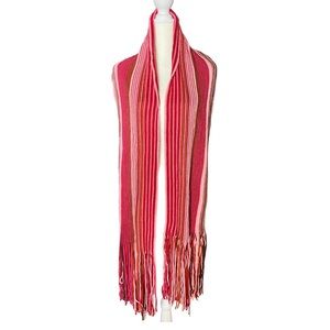 Cashmere long fringe colorful stripe scarf