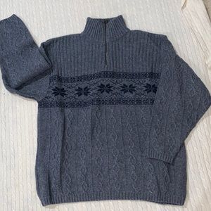 Hammerschmid Mens Vintage Nordic Sweater 1/4 zip Wool blend XL