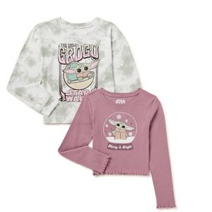 Two cute! This 2-Pack of Baby Yoda Grogu Tees Girl size XS(4/5)