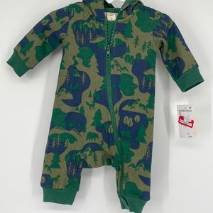 Tucker + Tate Baby One Piece Pajama Camping Camo Hooded Zip Green Size 3M NWT