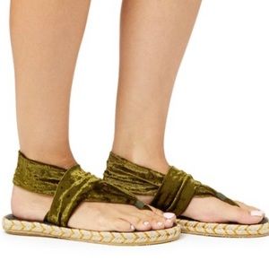 Nalho | Green Olive Ganika Velvet Sandal Size 7