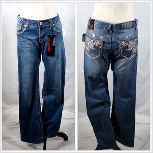 NWT Classic Midrise Bootcut Jeans with Glam Detailing Size 7/8