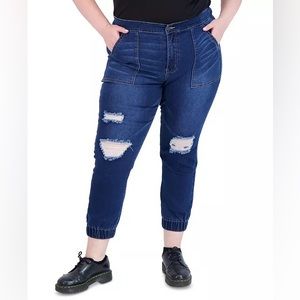 Gogo Jeans Trendy Plus Size Destructed High-Rise Jogger Jeans Women’s Size 22