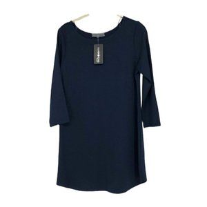 NWT Emma’s  Closet Navy blue 2/3 sleeve “Gin and Tunic” long scoop neck top