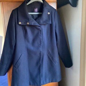 EUC Promod Navy Blue Wool Double Button Closure Coat Sz 14