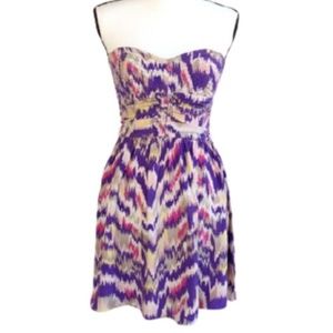 🩷  5 for $25 Parker Silk Multicolor Strapless Chevron Dress S