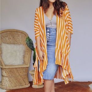 Vici for GiGio ruffle stripe kimono cardigan