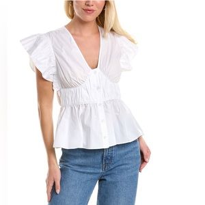 DEREK LAM 10 CROSBY Roselyn ruffled cotton-blend poplin top