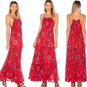 Free People Red Garden Party Floral Casual Maxi Dress