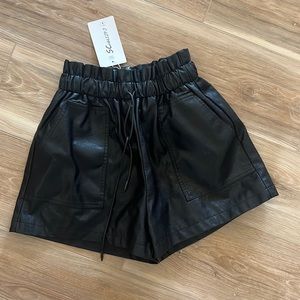 High waisted leather shorts