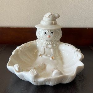 Vintage Lenox Porcelain Halloween Scarecrow Candy Dish with Gold Accents