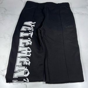 Vetements Cut Up Logo Zip-Up Spell Out Black White Sweatpants Joggers