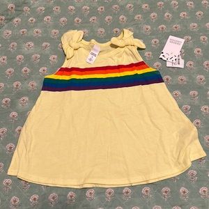 New girls Harper canyon Nordstrom sz 4 yellow tank top rainbow w bows