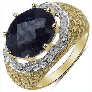 unisex size 7 diamond and sapphire 14 crt gold over sterling silver