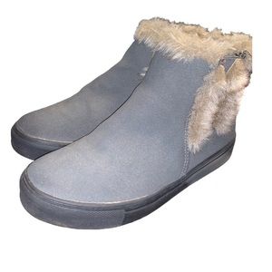 Hoo Chloe Faux Fur Girls Ankle Boots Slip On Grey Size 3