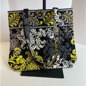 Vera Bradley Bag Baroque Tote Shoulder Purse‎ Bag Yellow White  Black Gray