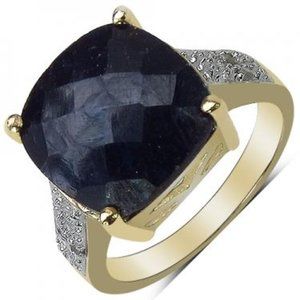 stunning ladies 14k gold over sterling silver diamonds and 6ctw sapphire size 7