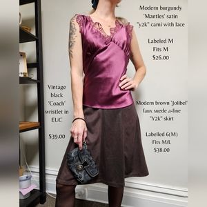 Dark Brown Faux Suede "Y2K" Skirt