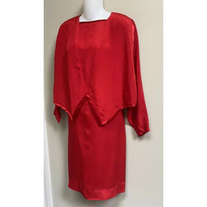 YEOHLEE New York Red 100%Silk Lagenlook Shift Dress~M